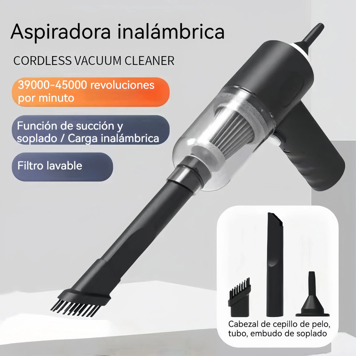 Cordless Mini Car Vacuum – 120W Handheld Cleaner