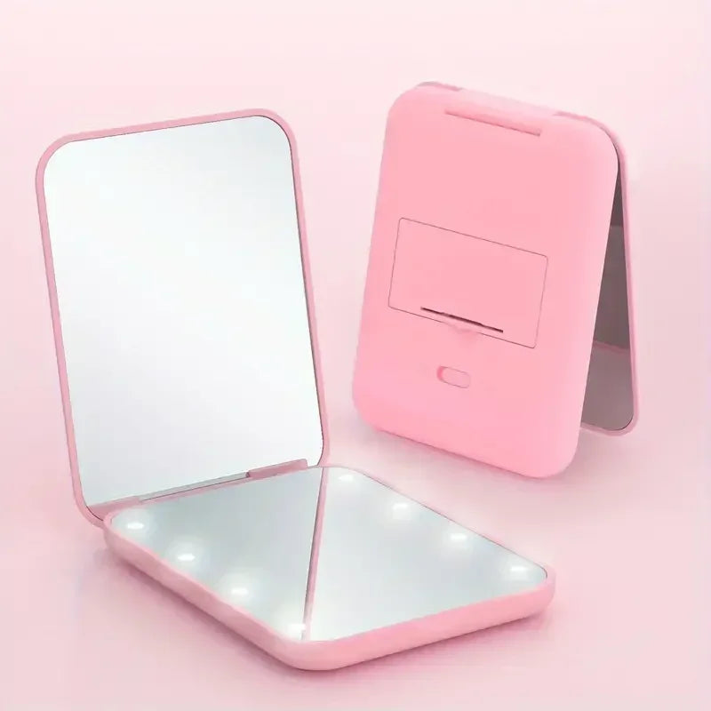 Compact LED Makeup Mirror with 2X Magnification