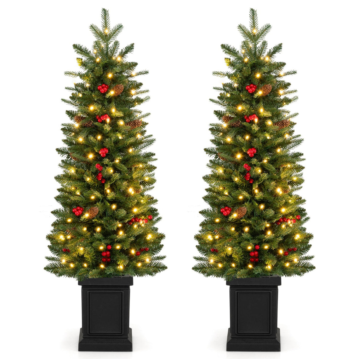 Pre-Lit Potted Christmas Tree with Warm White LED Lights