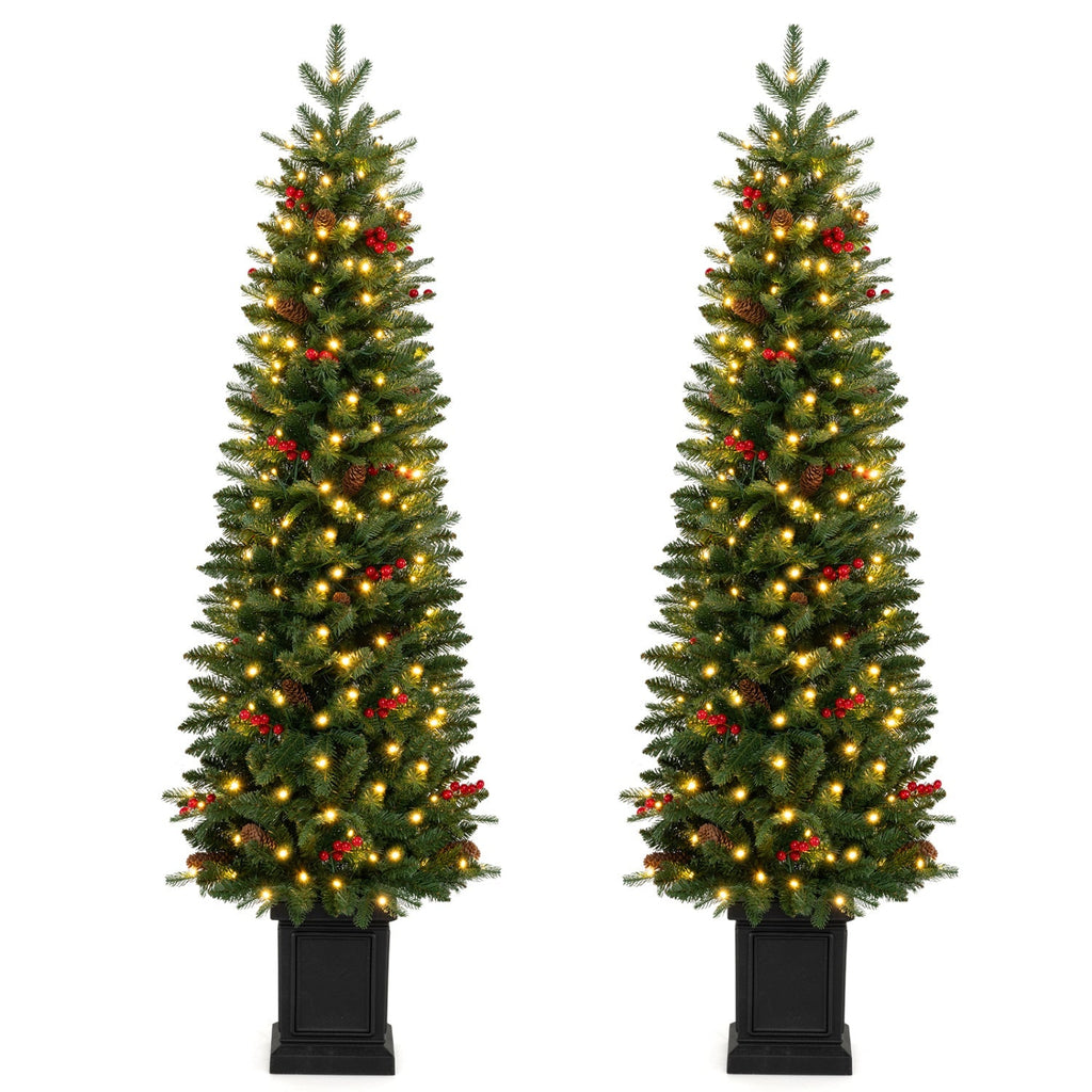 Pre-Lit Potted Christmas Tree with Warm White LED Lights