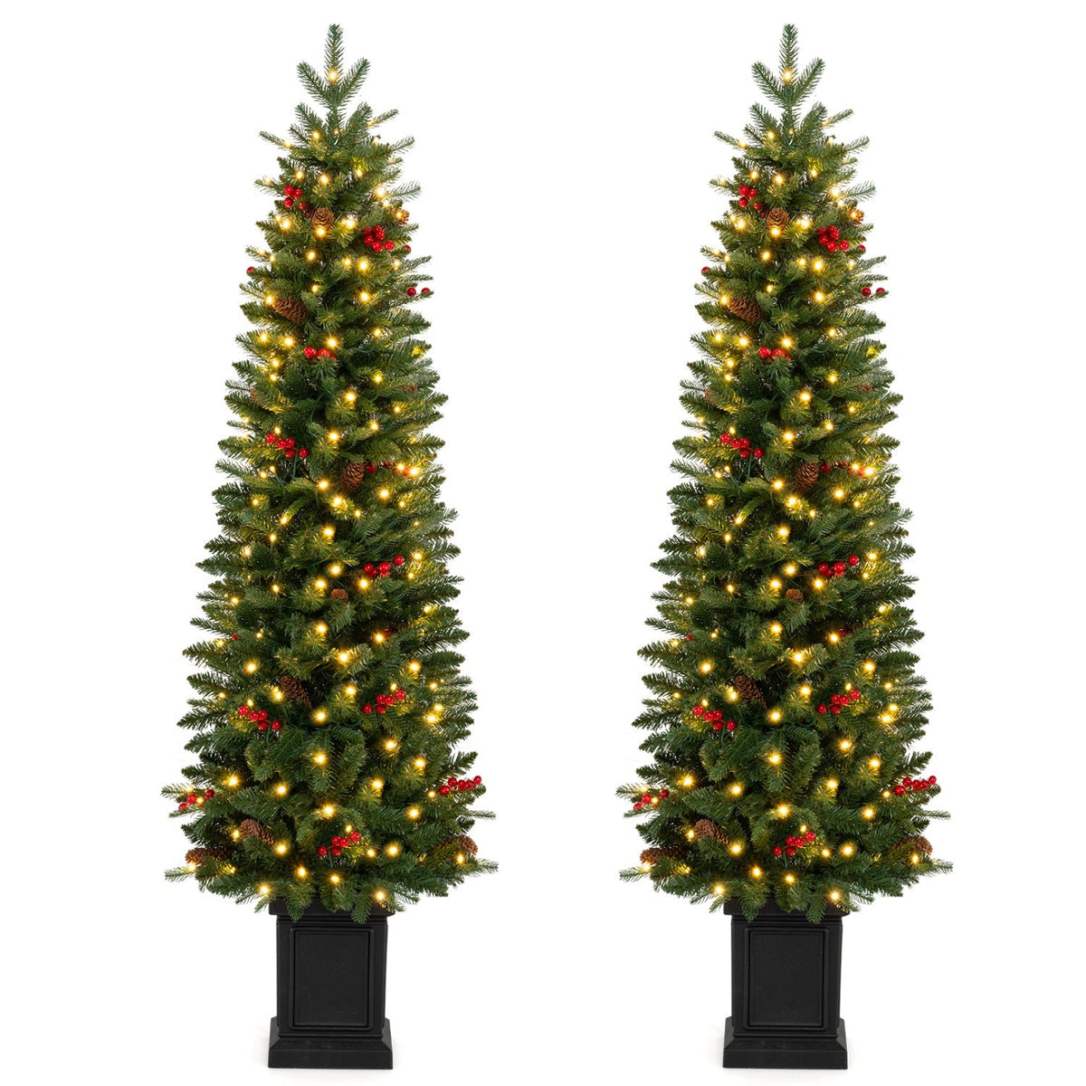 Pre-Lit Potted Christmas Tree with Warm White LED Lights