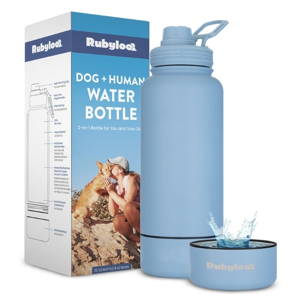 2-in-1 Insulated Dog Water Bottle with Detachable Bowl