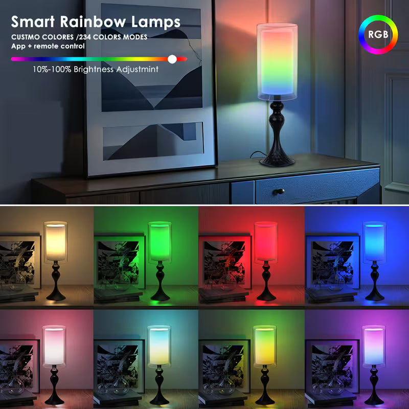 Set of 2 Bedside Table Lamps with RGB Music Sync
