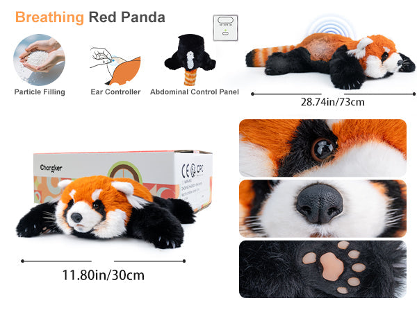 Breathing Red Panda Plush – Lifelike Calming Toy Gift for Relax