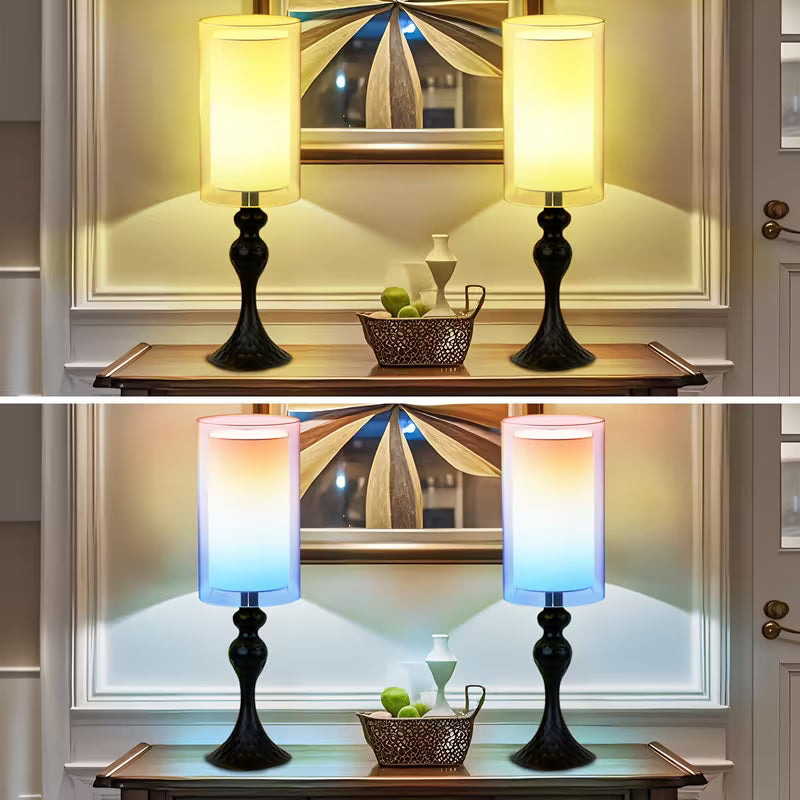 Set of 2 Bedside Table Lamps with RGB Music Sync