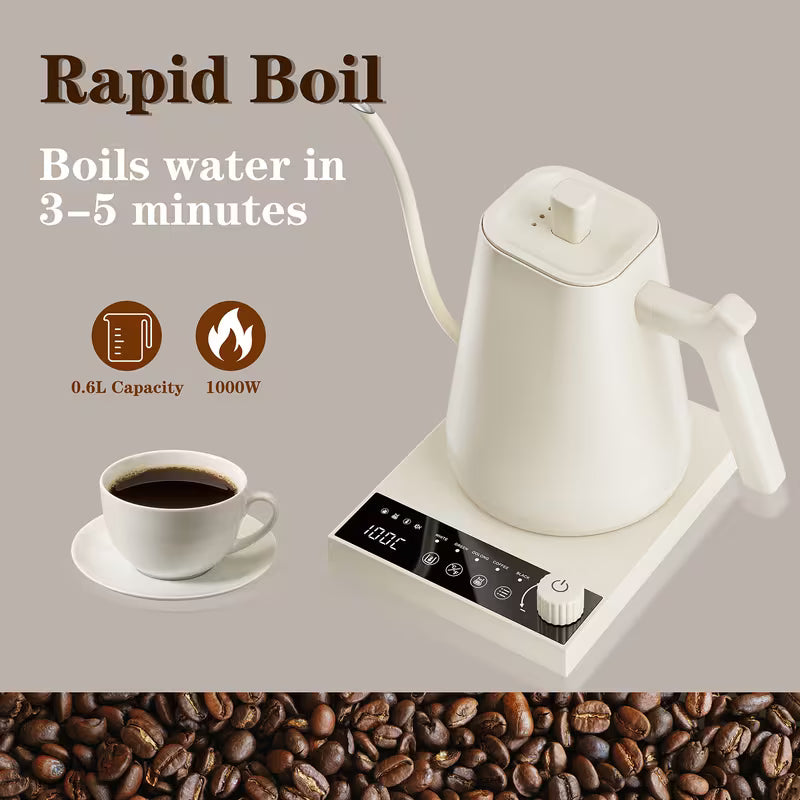 0.6-Liter Gooseneck Electric Kettle with Precision Temperature Control