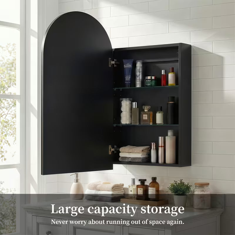 Modern Arched Medicine Cabinet with LED Light and Anti-Fog Mirror