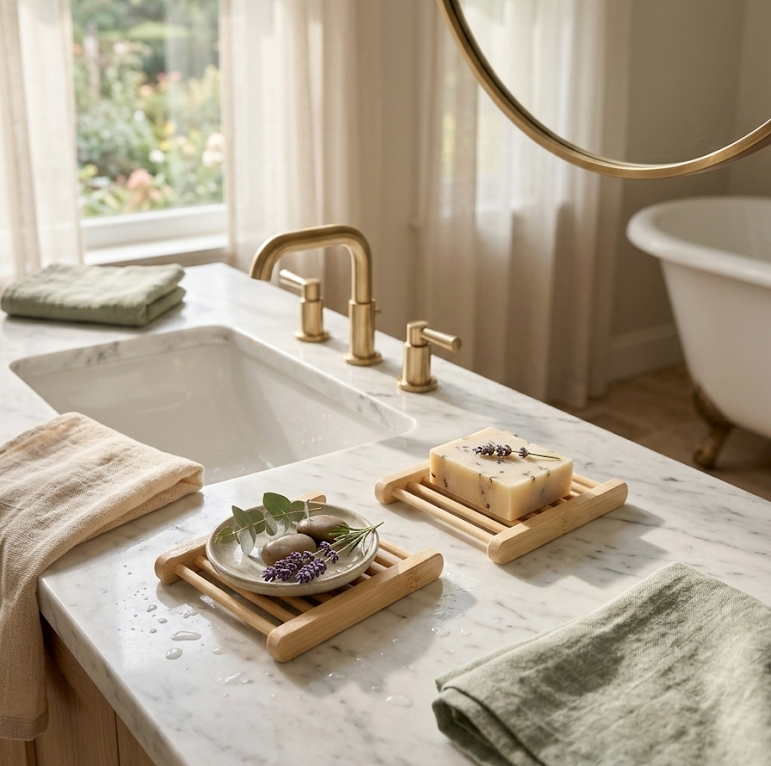4-Pack Bamboo Soap Dish - product photo 2