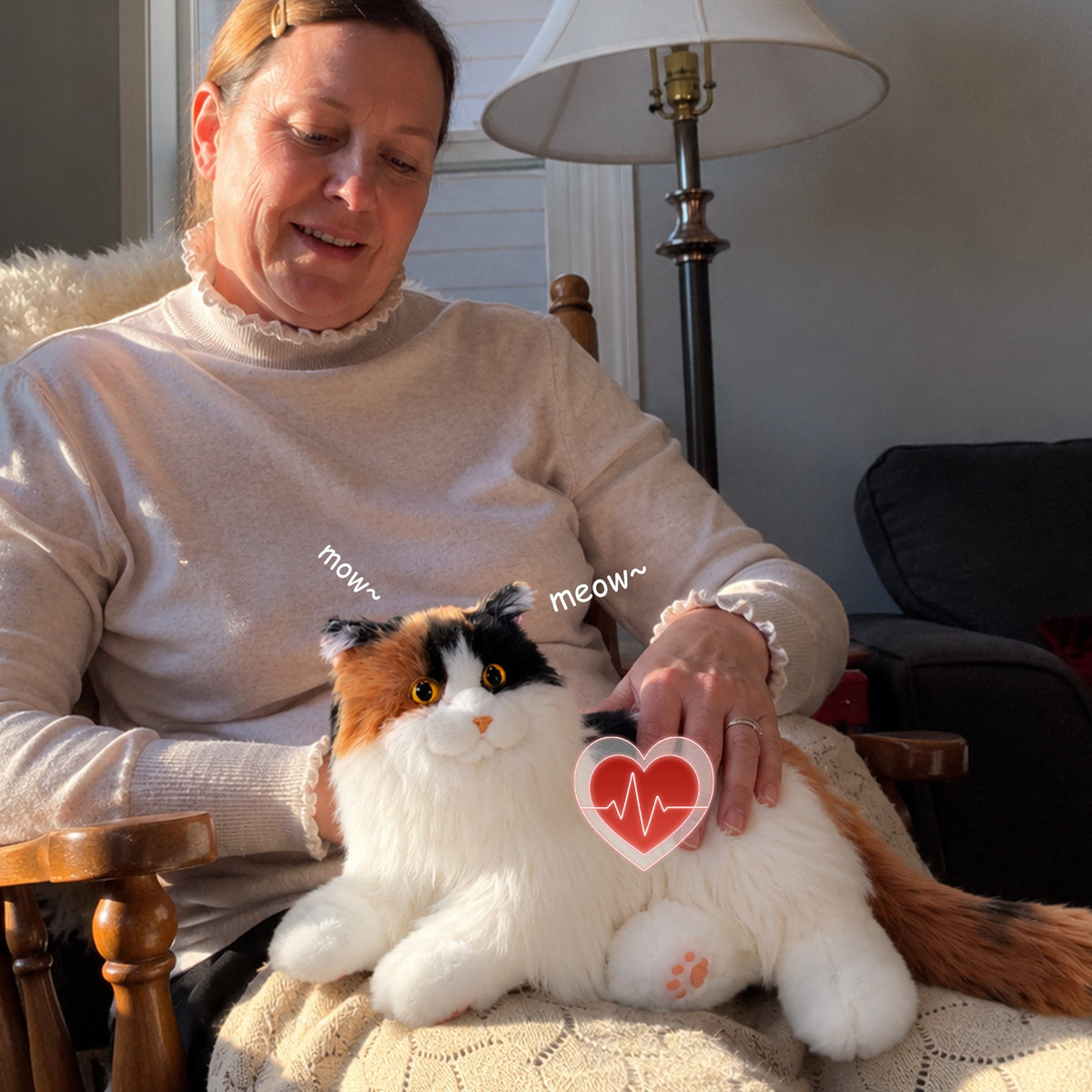 Breathing Calico Percy 2.0- Heartbeat Pur,Voice Robotic Cat