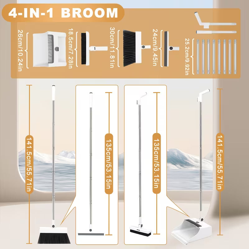 Rotatable Foldable Broom and Dustpan Combo Set