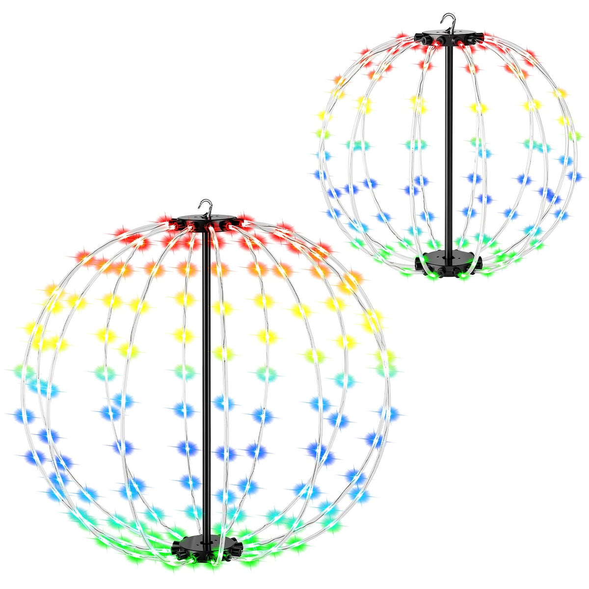 RGB LED Christmas Sphere Lights 2-Pack with Remote Control
