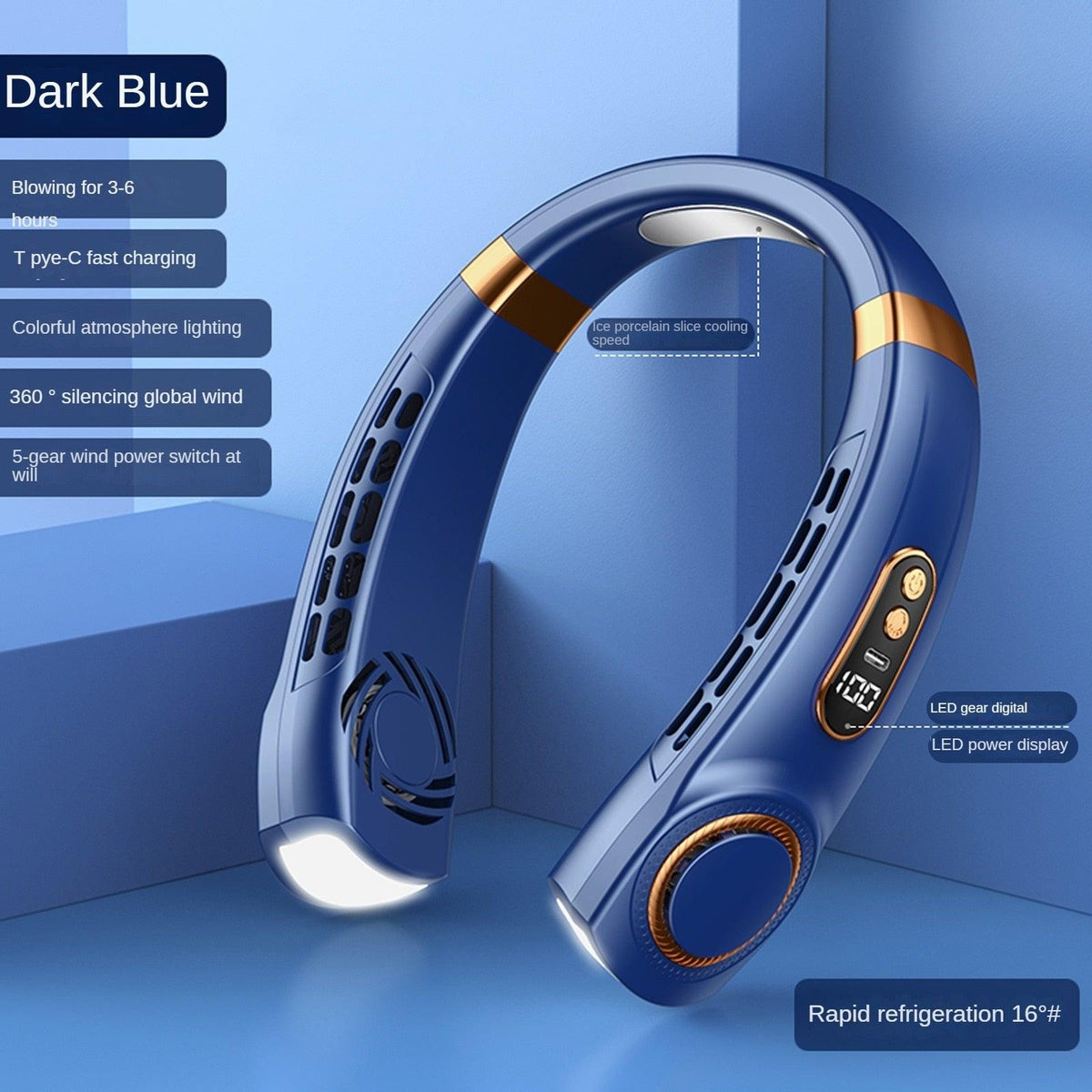 Rechargeable Bladeless Neck Fan – 5-Speed Hands-Free Cooling