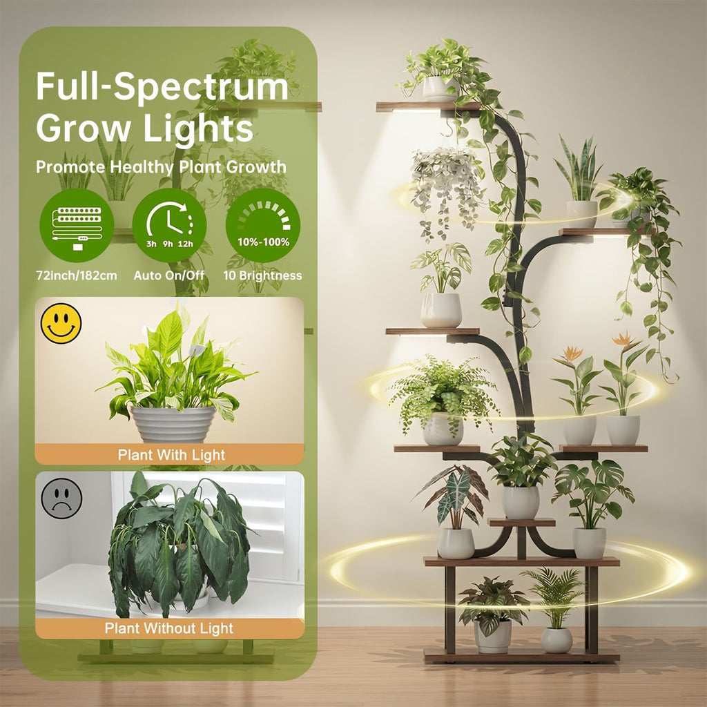 7-Tier Indoor Plant Stand with Grow Lights