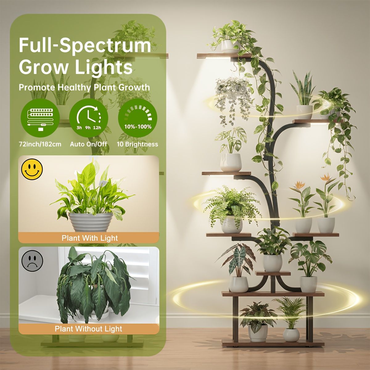 7-Tier Indoor Plant Stand with Grow Lights