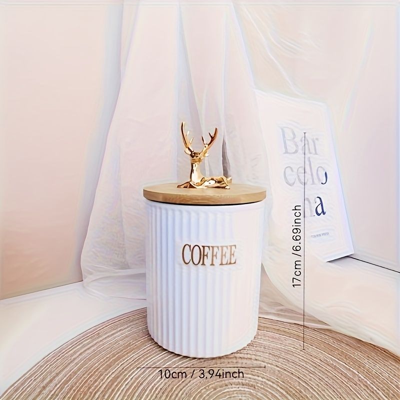 3-Piece Deer Head Ceramic Storage Jar Set with Base