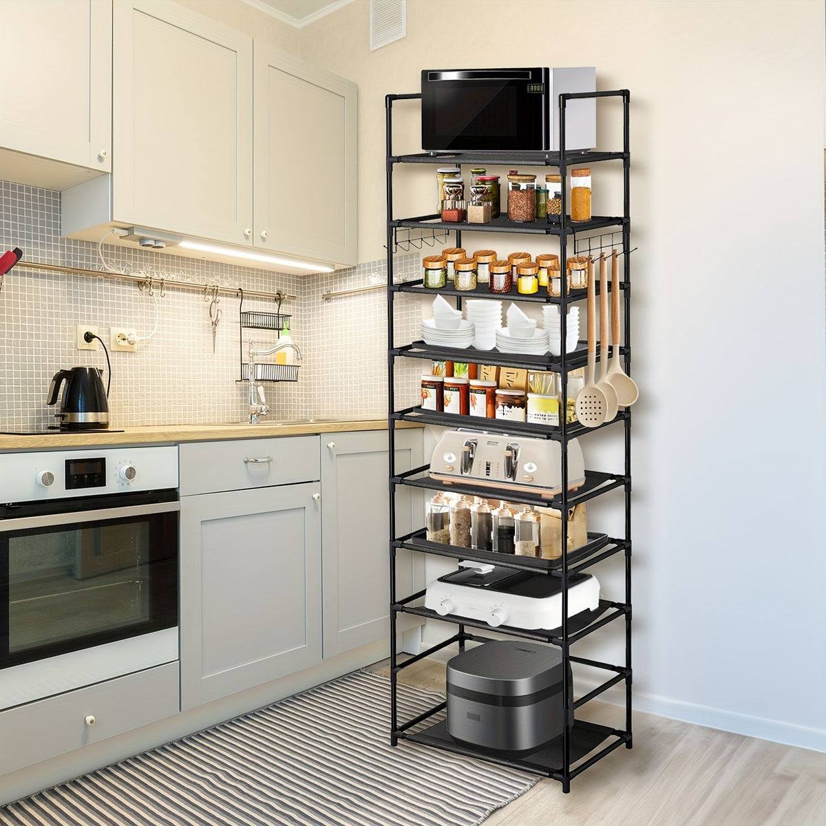 10-Tier Pots and Pans Organizer with Hooks