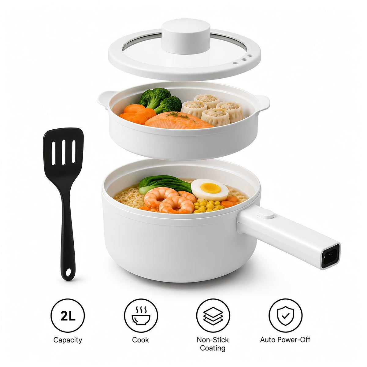 2L Electric Pot with Steaming Basket 600W