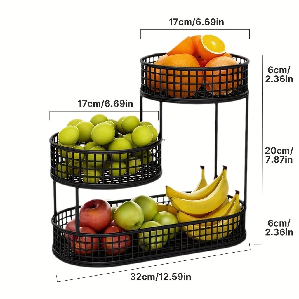 3 Tier Black Metal Fruit Basket