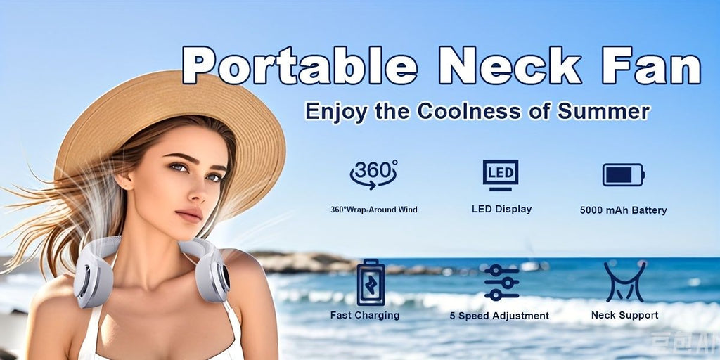 Bladeless Neck Fan 5000mAh 360° Cooling