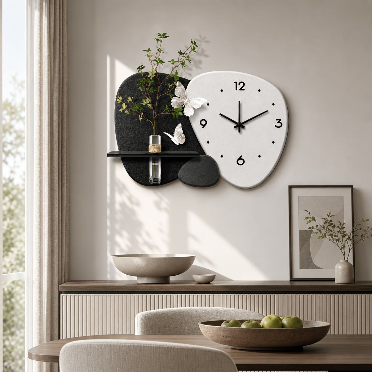 Modern Minimalist Wall Clock with Floating Shelf