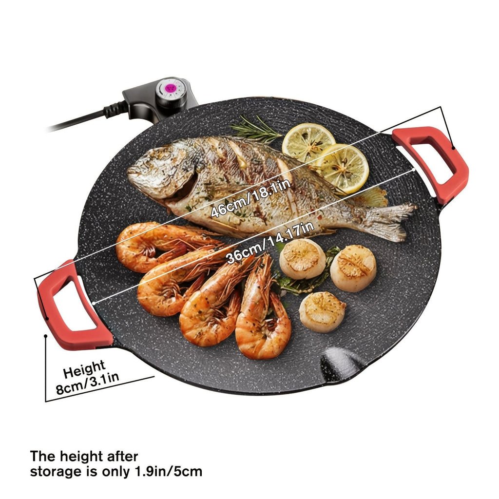 Electric Grill Pan Non Stick Adjustable Temperature Smokeless
