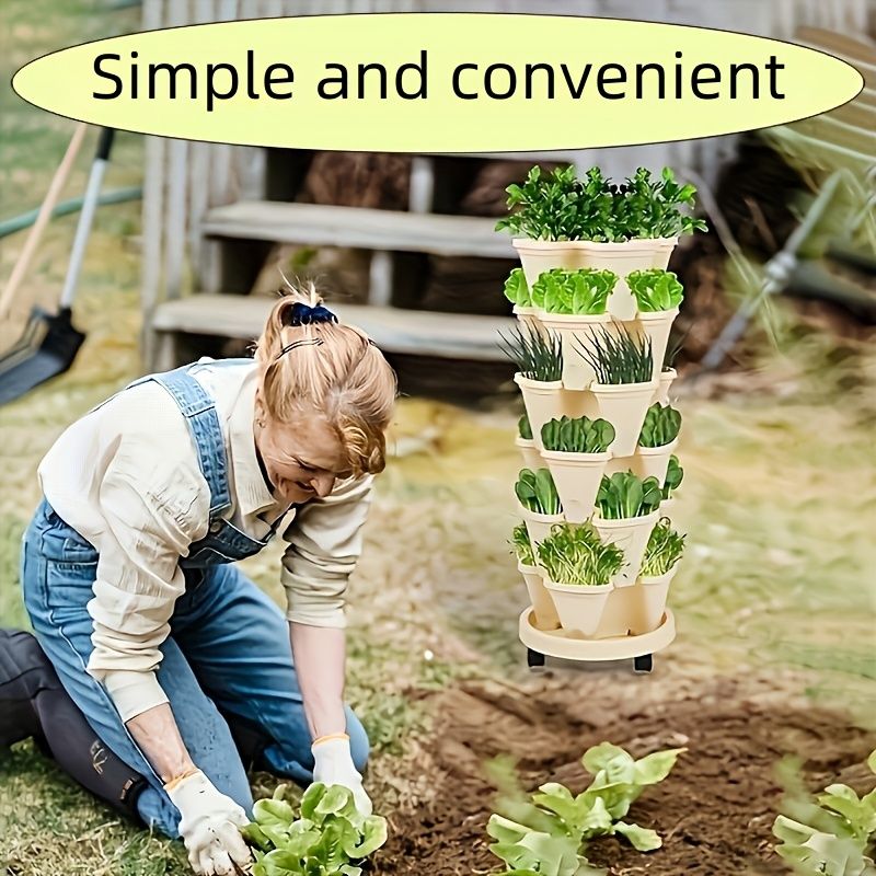 5-Tier Stackable Vertical Garden Planter with Wheels