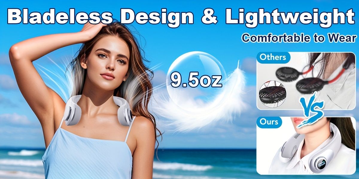Bladeless Neck Fan 5000mAh 360° Cooling