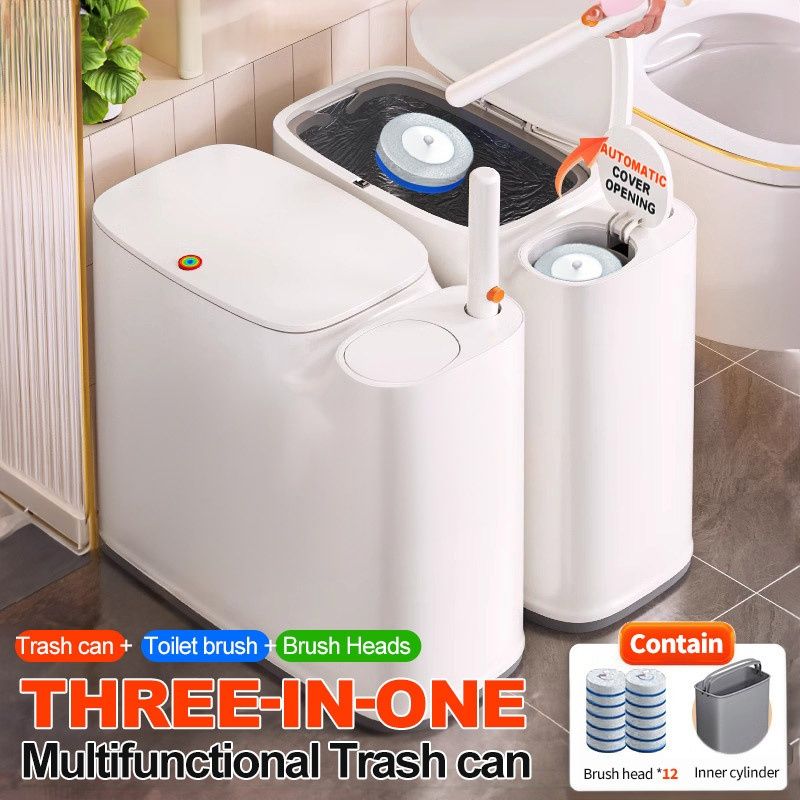 2 in 1 Bathroom Trash Can With Toilet Brush