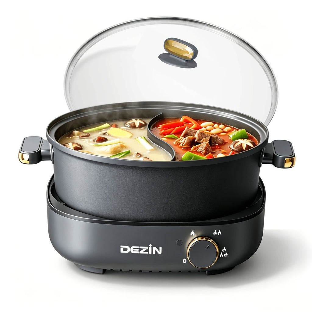 1.06-Gallon Dual-Temp Electric Hot Pot with Divider