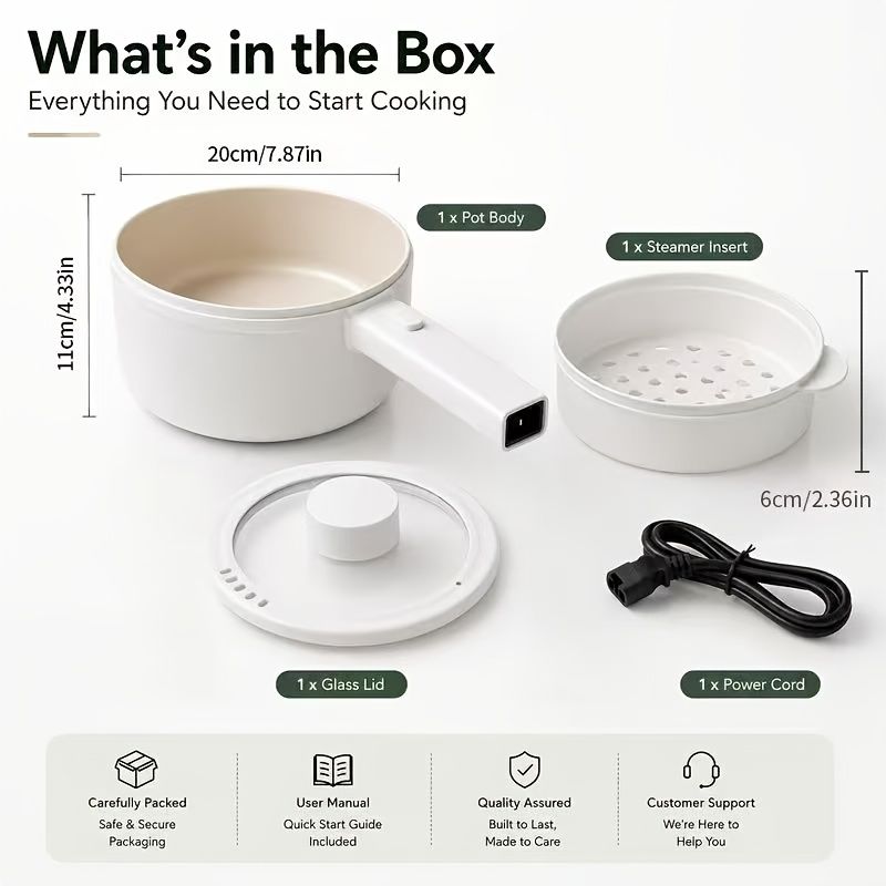 2L Electric Hot Pot with Steaming Basket 600W