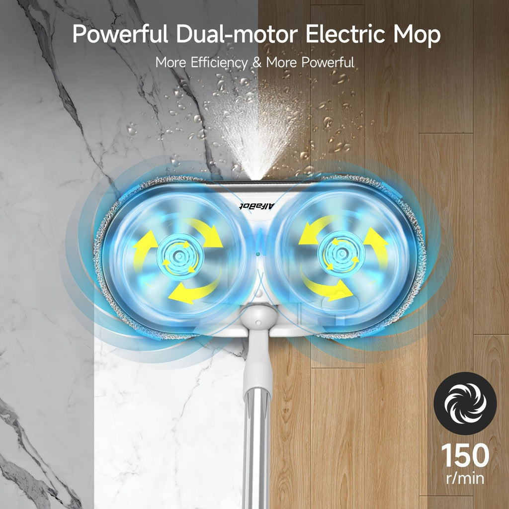 Cordless Electric Spin Mop with Water Sprayer and LED Headlight