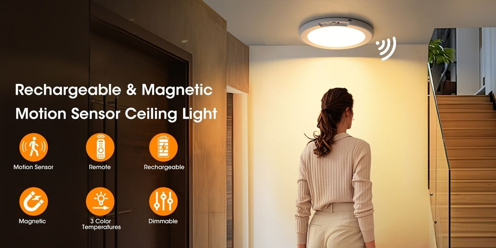 Rechargeable LED Ceiling Light with Motion Sensor