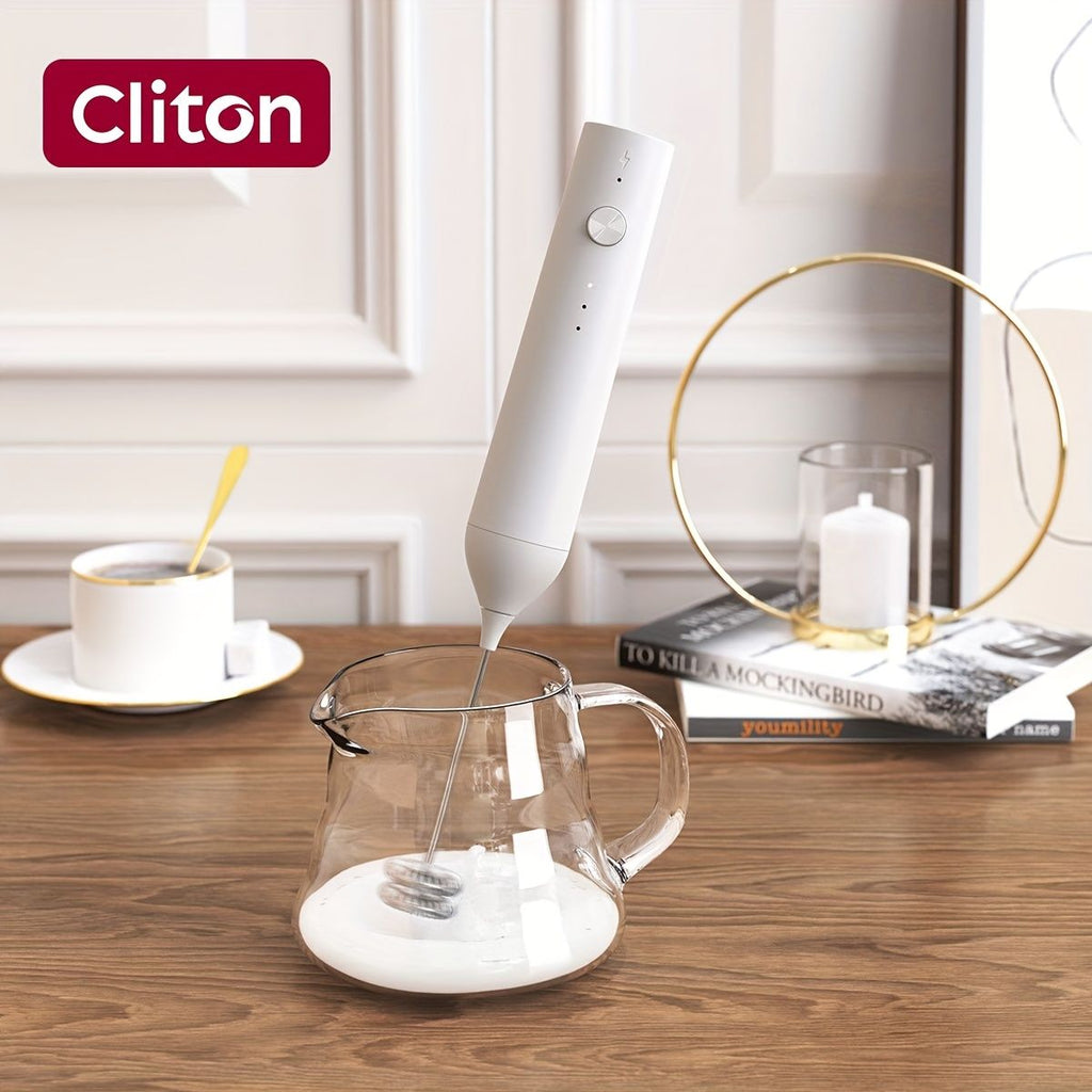 Rechargeable Electric Milk Frother with 2 Heads