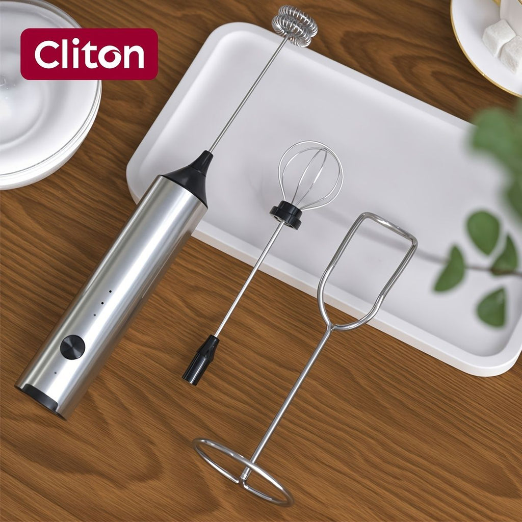 Rechargeable Electric Milk Frother with 2 Heads