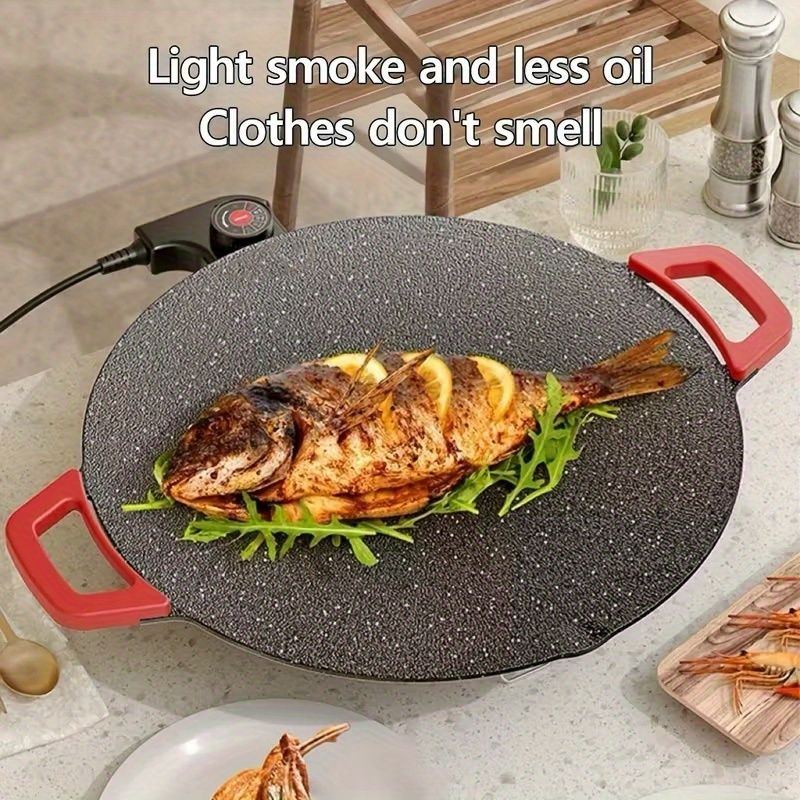 Electric Grill Pan Non Stick Adjustable Temperature Smokeless