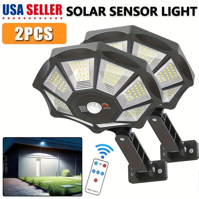 2-Pack Solar Street Lights Outdoor Motion Sensor Dusk to Dawn IP55 Waterproof