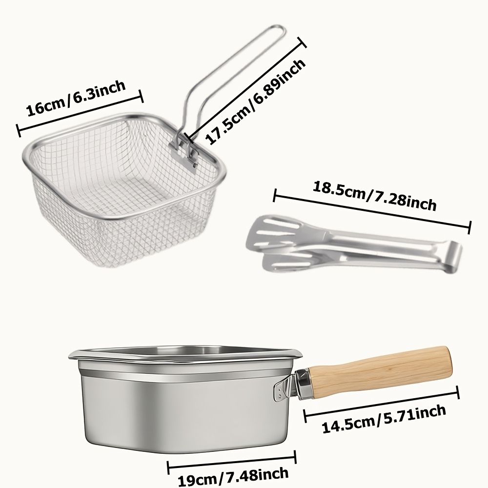 Stainless Steel Deep Frying Pan with Clip