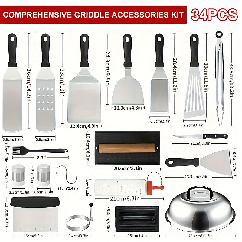 17-Piece BBQ Grill Set with Meat Press and Thermometer
