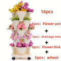5-Tier Stackable Vertical Garden Planter with Wheels