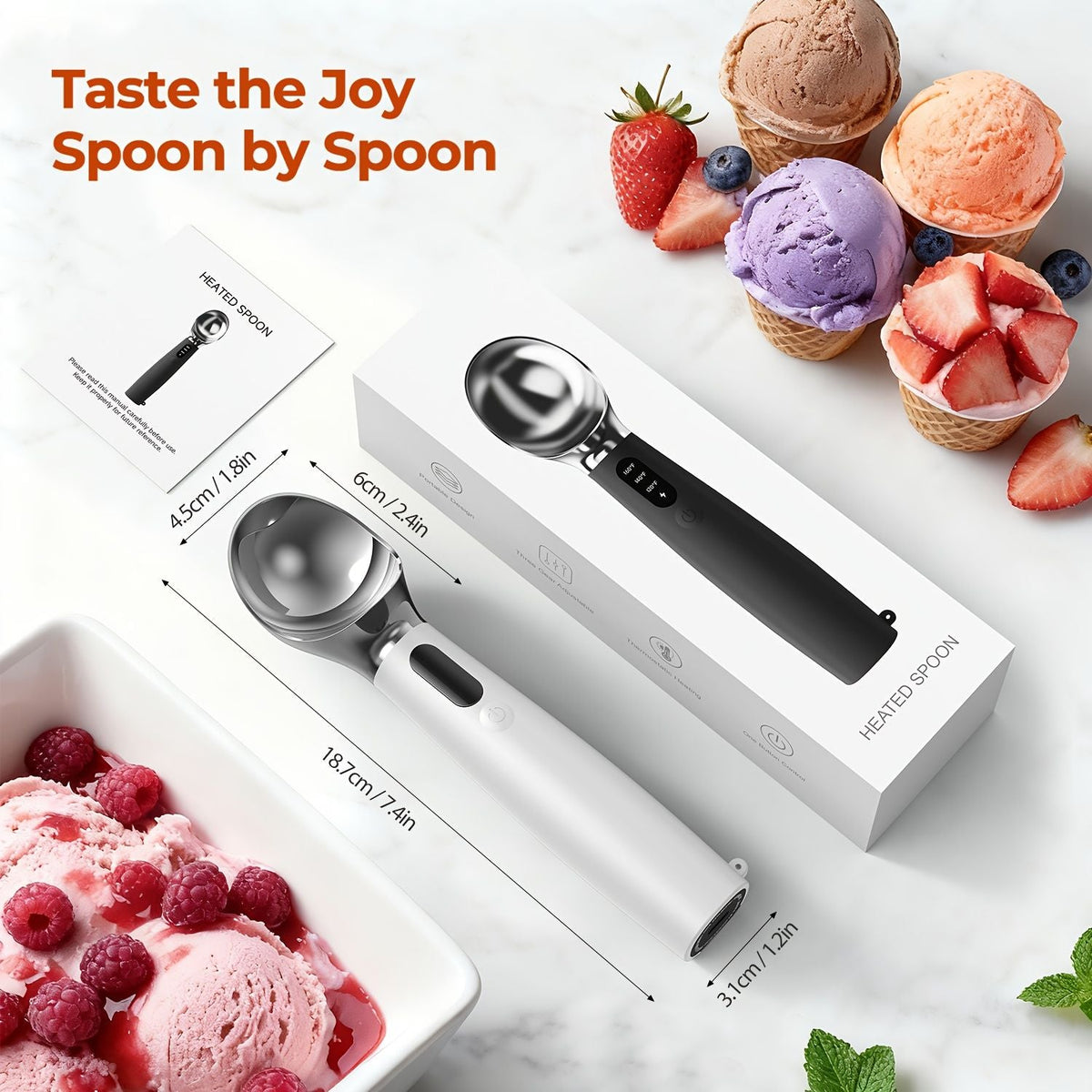 Electric Heated Ice Cream Scoop with 3 Temperature Settings