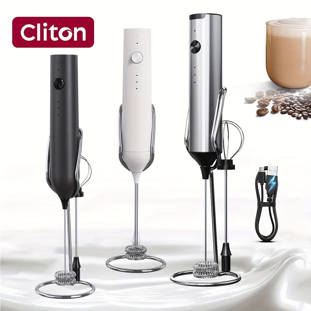 Rechargeable Electric Milk Frother with 2 Heads