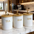 3-Piece Deer Head Ceramic Storage Jar Set with Base