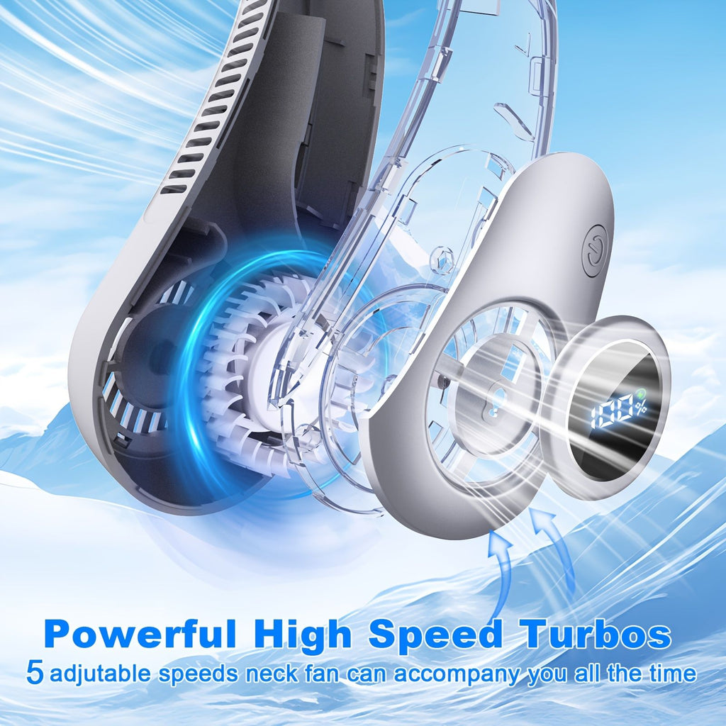 Bladeless Neck Fan 5000mAh 360° Cooling