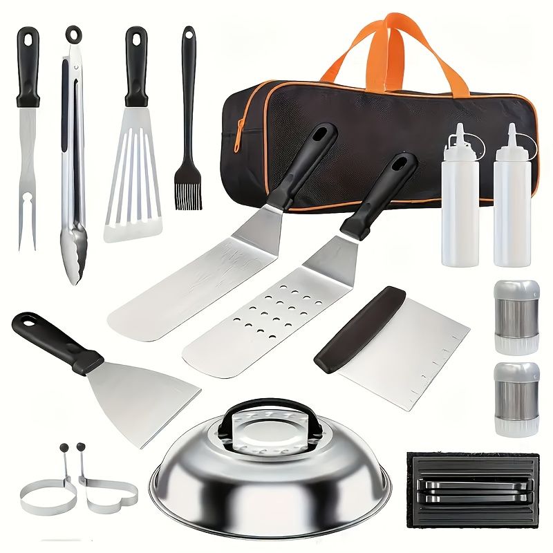 17-Piece BBQ Grill Set with Meat Press and Thermometer
