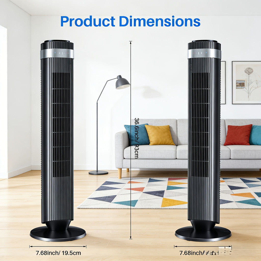 Bladeless Tower Fan with Remote and LED Display