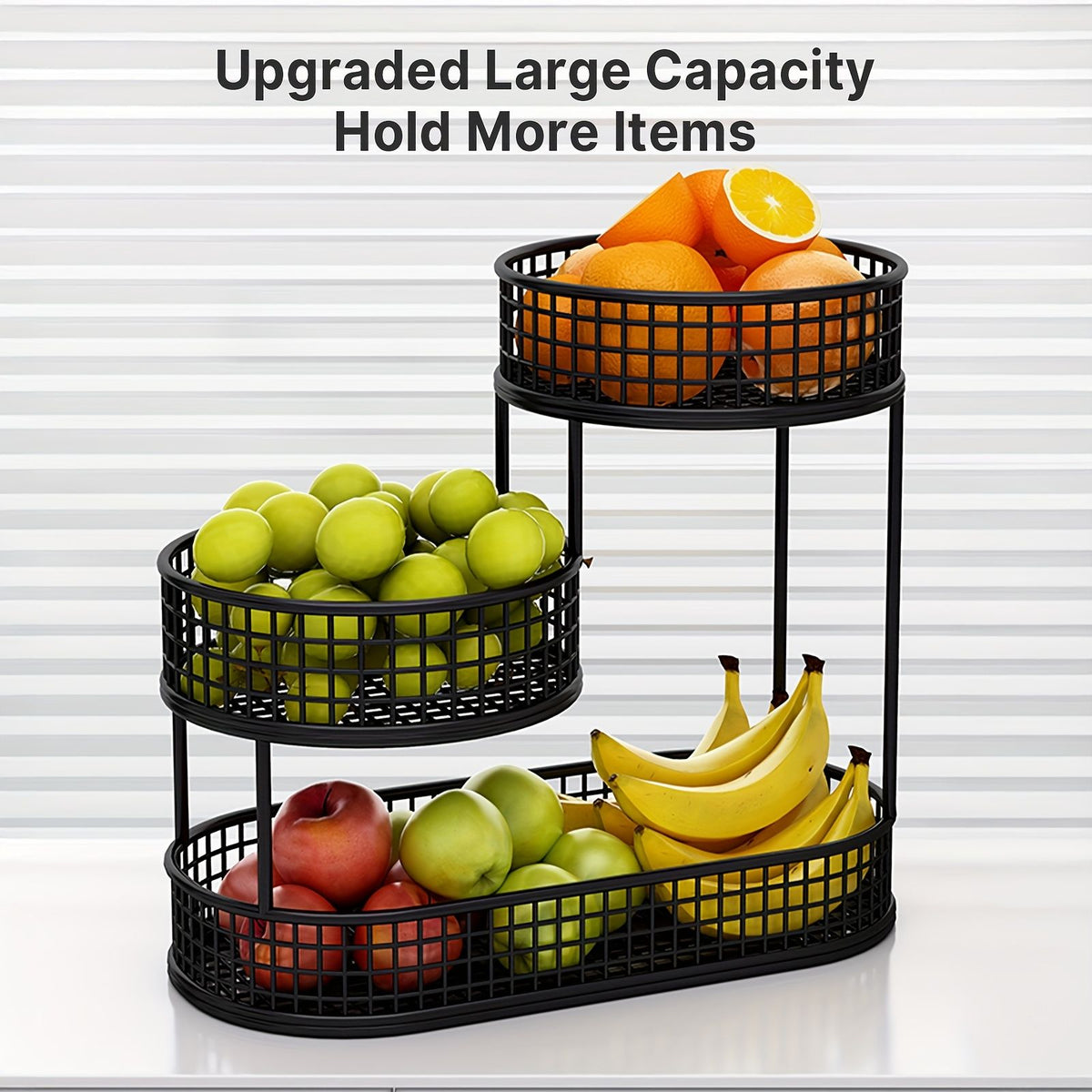3 Tier Black Metal Fruit Basket