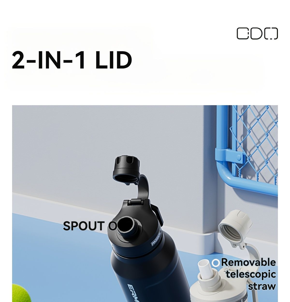 Insulated Stainless Steel Water Bottle with 2 in 1 Straw Spout