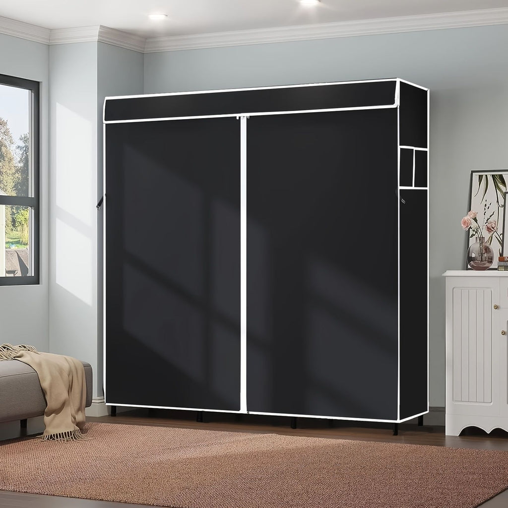 Portable Closet Storage Organizer Wardrobe Rack Shelf