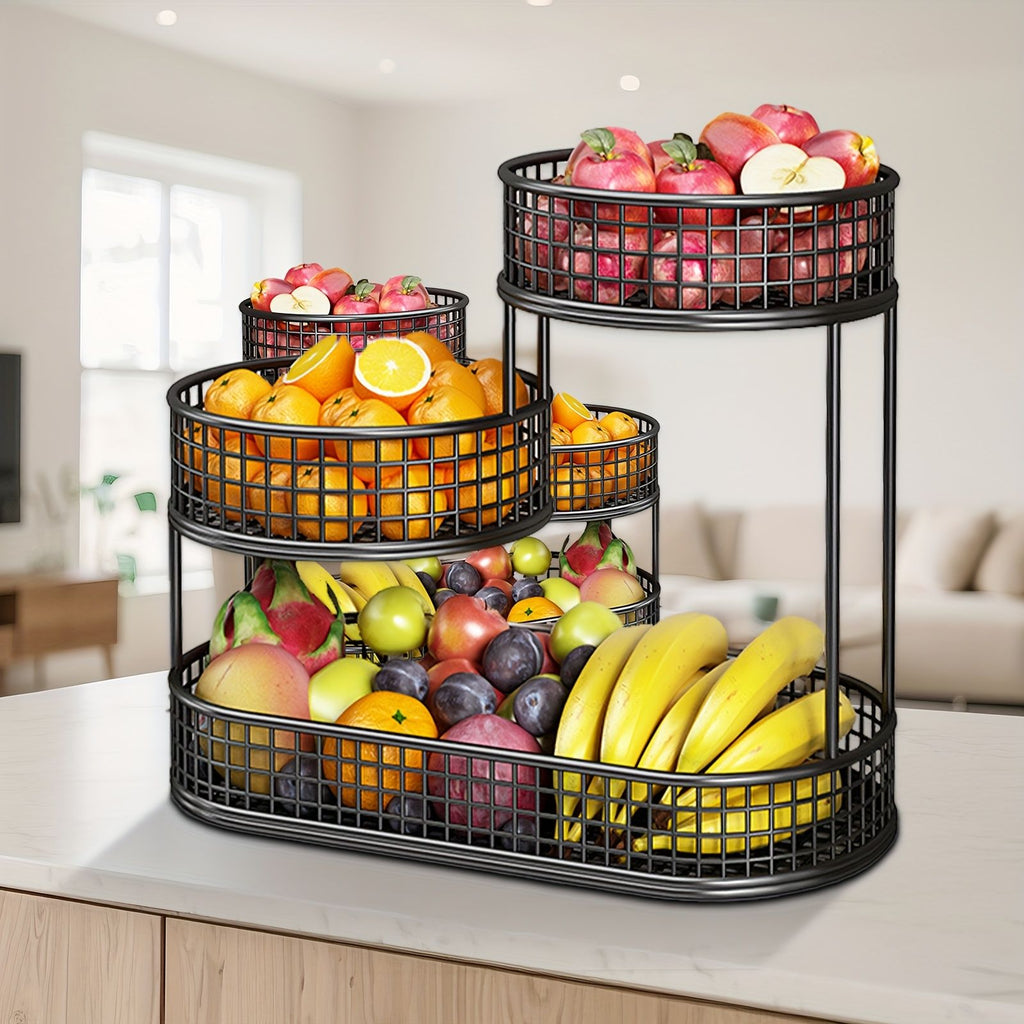 3 Tier Black Metal Fruit Basket