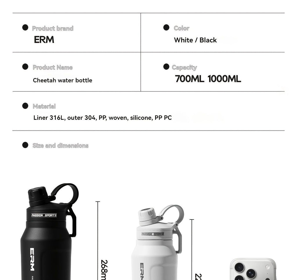 Insulated Stainless Steel Water Bottle with 2 in 1 Straw Spout